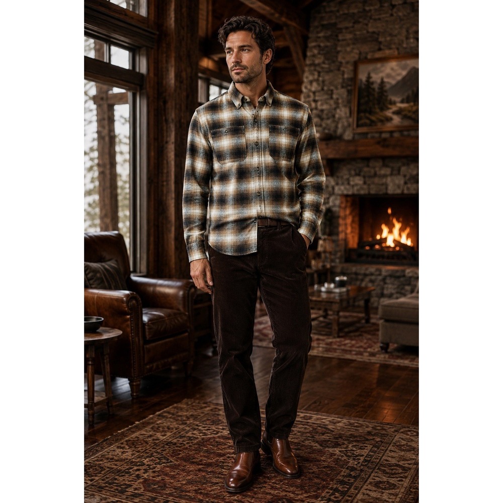 Hollister Plaid Bugle Bead Embellished Flannel Button Down Shirt Brown Women S